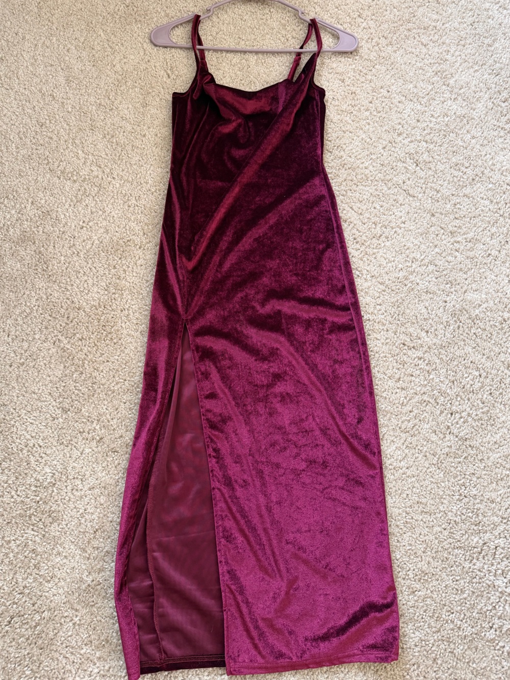 Velvet Slip Maxi Dress in Deep Wine
